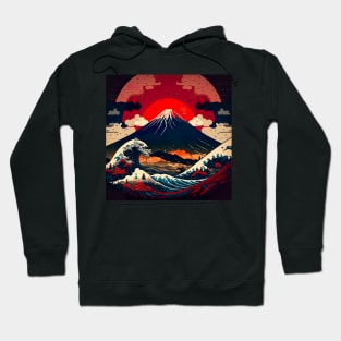 Ukiyo-e style Mount Fuji in Japan Hoodie